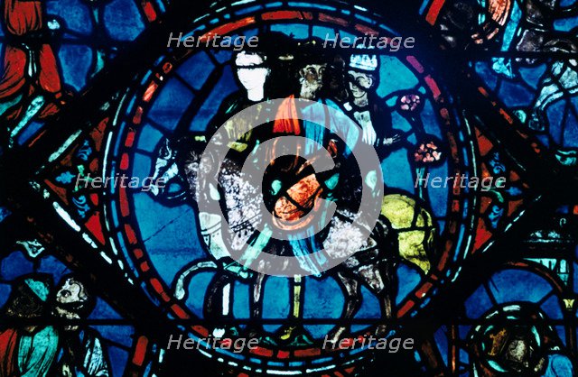Charlemagne departs for Spain, stained glass, Chartres Cathedral, France, c1225. Artist: Unknown