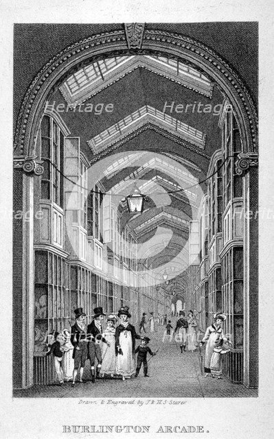 Burlington Arcade, Westminster, London, c1825. Artist: Henry Sargant Storer