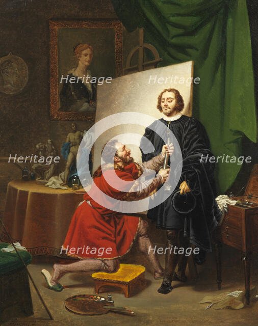 Pietro Aretino in the Studio of Tintoretto, 1822. Creator: Pierre Nolasque Bergeret.