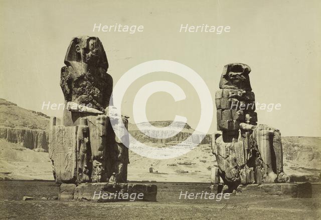 The Colossi of Memnon, Thebes, c. 1860s. Creator: Antonio Beato (British, c. 1825-1903).