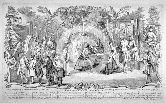 Scene at Spring Gardens, Vauxhall, London, 1741.                 Artist: M Ramano