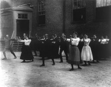 Dumbbell exercises, (1899?). Creator: Frances Benjamin Johnston.