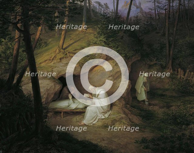 The dead hermit, 1850. Creator: Ludwig Ferdinand Schnorr von Carolsfeld.
