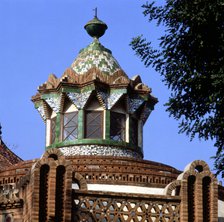 Güell House, detail of the dome of the stables pavilion, built between 1884 and 1887, designed by…
