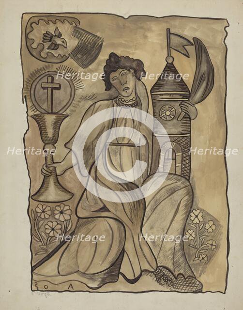 Wall Hanging of Santa Barbara, c. 1936. Creator: E. Boyd.