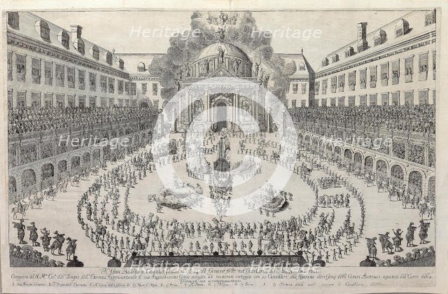 Equestrian ballet in the courtyard of the Vienna Hofburg…,  1667. Creator: Anonymous.