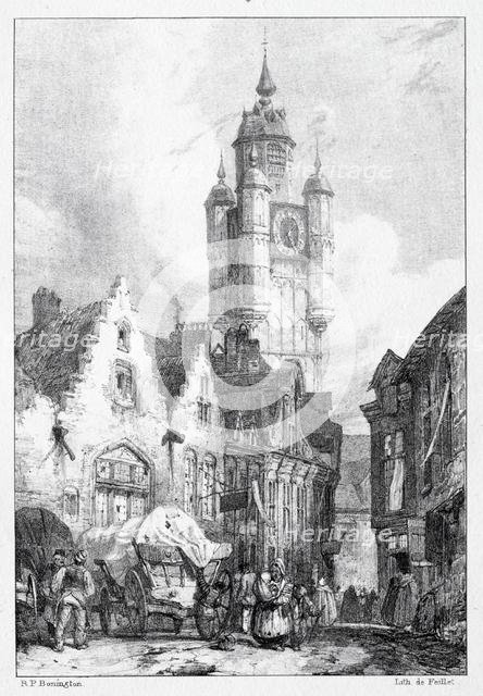 Bergues: La Tour du marché, 1824. Creator: Richard Parkes Bonington (British, 1802-1828).