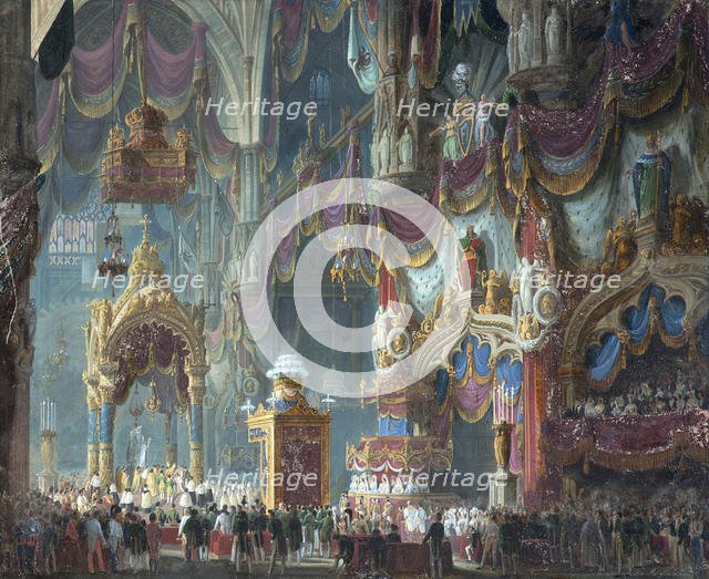 The Coronation of Emperor Ferdinand I of Austria as King of Lombardy-Veneto in the Cathedral of Mila Creator: Sanquirico, Alessandro (1777-1849).