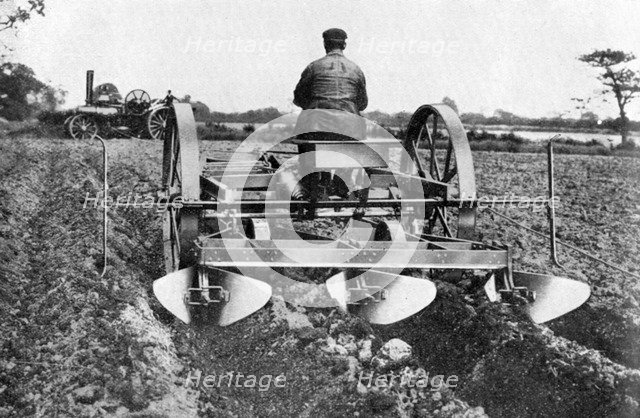 Ploughing by machinery, c1926.Artist: Sir John Fowler