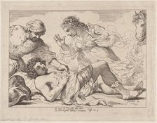 Erminia Discovers the Wounded Tancred (from Tasso, Gerusalemme Liberata), ca. 1790., ca. 1790. Creator: Thomas Rowlandson.