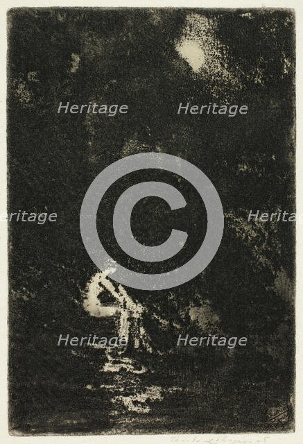 A Nymph Bathing, Moonlight, 1890-1900. Creator: Theodore Roussel.