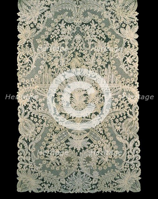 Scarf, Belgium, 1865/1900 (based on design from 1720/30). Creator: Unknown.