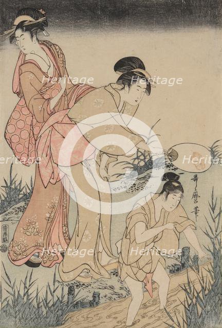 Catching Fireflies Beneath a Willow Tree (right), c. 1796-1797. Creator: Kitagawa Utamaro (Japanese, 1753?-1806).