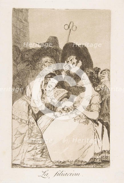 Plate 57 from 'Los Caprichos':The filiation (La filiacion.), 1799. Creator: Francisco Goya.