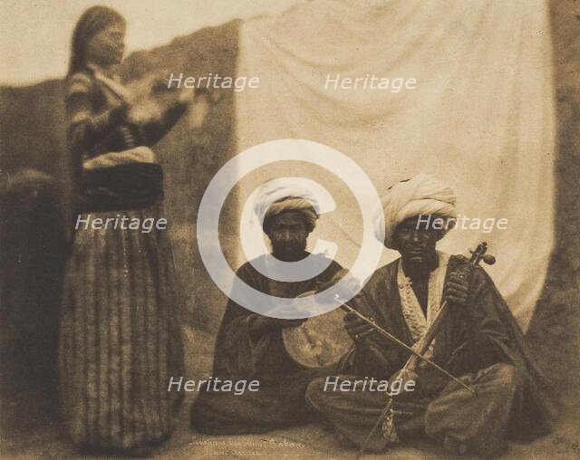 Egyptian Musicians (Rawabí) and Almée, February 20, 1852. Creator: Ernest Benecke.