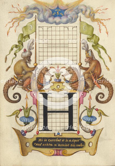 Guide for Constructing the Letter H; Mira calligraphiae monumenta, about 1591-1596. Creator: Joris Hoefnagel.