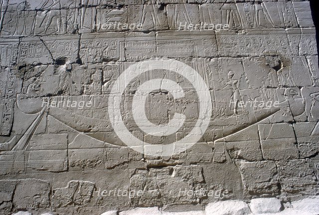 Relief showing the Solar Boat in the annual procesion, Temple of Amun, Karnak, 14th-13th century BC. Artist: Unknown