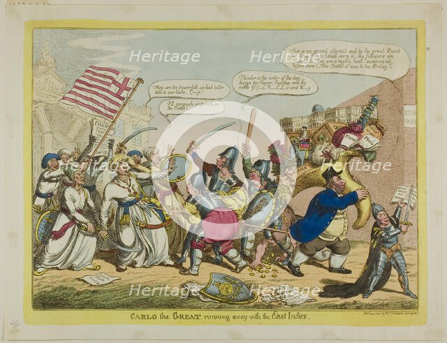 Carlo the Great, Running Away with the East Indes, published June 1806. Creator: Charles Williams.