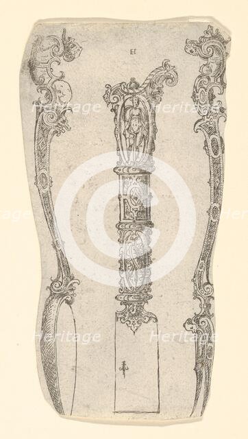 Design for a Knife, Spoon, and Fork, 1560-70. Creator: Erasmus Hornick.