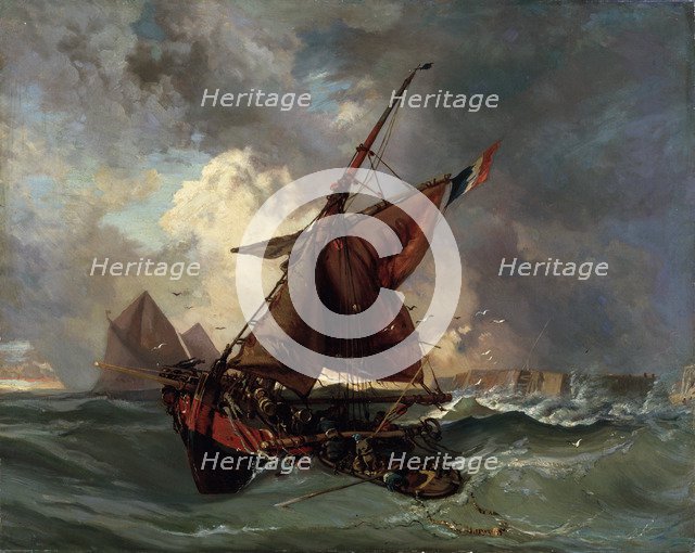 'Ships in a stormy sea', 19th century. Artist: Eugène Delacroix
