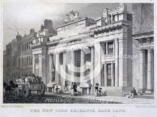 Corn Exchange, London, 1828. Artist: W Henshall