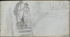 Sketchbook, page 64: Figures on a Stairway. Creator: Ernest Meissonier (French, 1815-1891).
