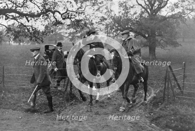Kings Edward VII of the United Kingdom and Manuel II of Portugal hunting, 1909. Artist: Unknown