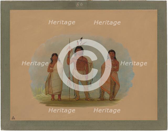 Ottowa Chief, His Wife, and a Warrior, 1861/1869. Creator: George Catlin.