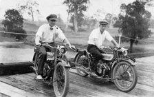Jack Bain (right in image) and another man on Harlin Bridge, 1926. Creator: Jack Bain.
