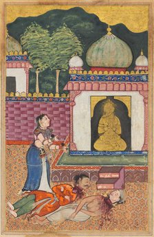 Page from Tales of a Parrot (Tuti-nama): Thirty-fourth night: The princess discovers..., c. 1560. Creator: Unknown.