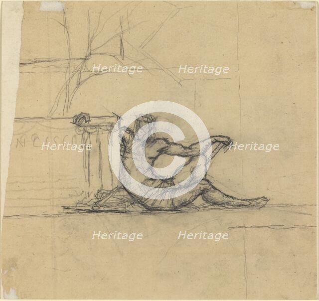 Seated Male Figure for "San Francisco", probably c. 1856. Creator: Charles Meryon.