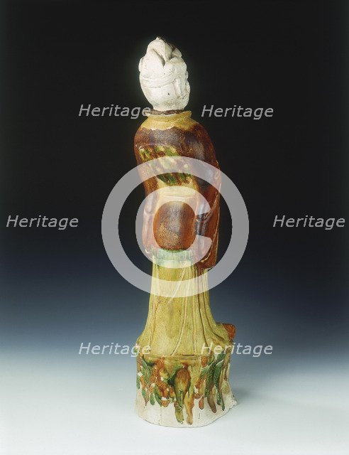 Sancai pottery figure of an official of Khotanese type, High Tang period, China, 684-756. Artist: Unknown