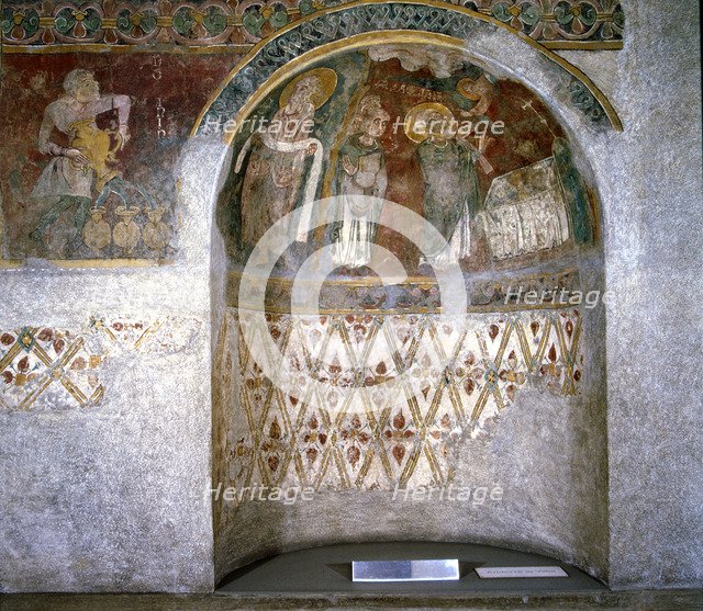 Detail of mural paintings in the Archpriest Church of Sant Esteve (Andorra la Vella).