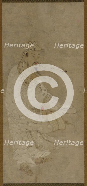 A Chinese man standing in a high wind, Edo period, 17th century. Creator: Unknown.