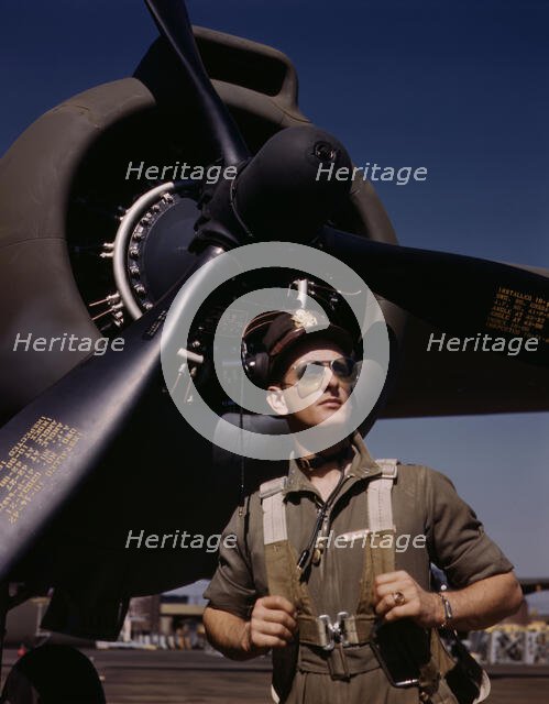 Lieutenant "Mike" Hunter, Army pilot assigned to Douglas Aircraft Company, Long Beach, Calif., 1942. Creator: Alfred T Palmer.