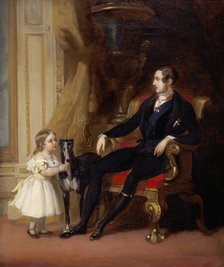 Albert Prince Consort with Princess Victoria and Eos, c1843. Artist: G Lucas