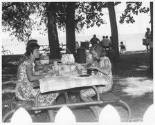 Picnic on the beach, Fort Sheridan, Illinois, USA, 1966. Artist: Skau