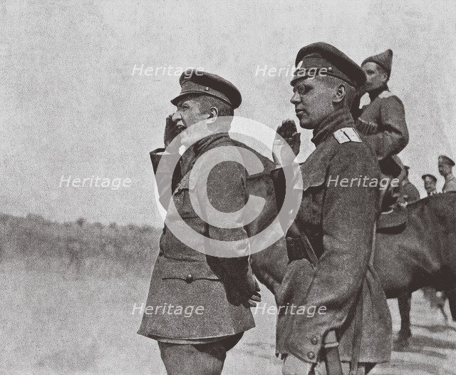 Prime Minister of the Russian Provisional Government Alexander Kerensky (Left) At the Front, 1917.