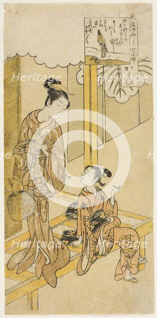 Visiting (Kayoi), from the series "The Seven Fashionable Aspects of Komachi (Furyu...c. early 1760s. Creator: Suzuki Harunobu.