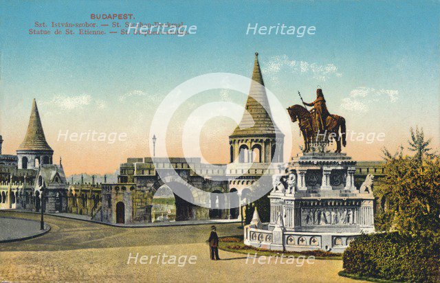 'Budapest. - St Stephen's-statue', c1900. 
