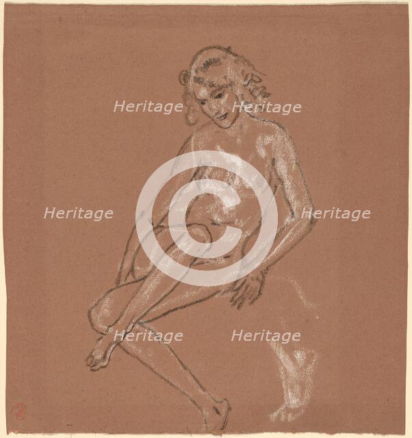 Seated Nude and a Foot, probably 1920. Creator: Arthur Davies.