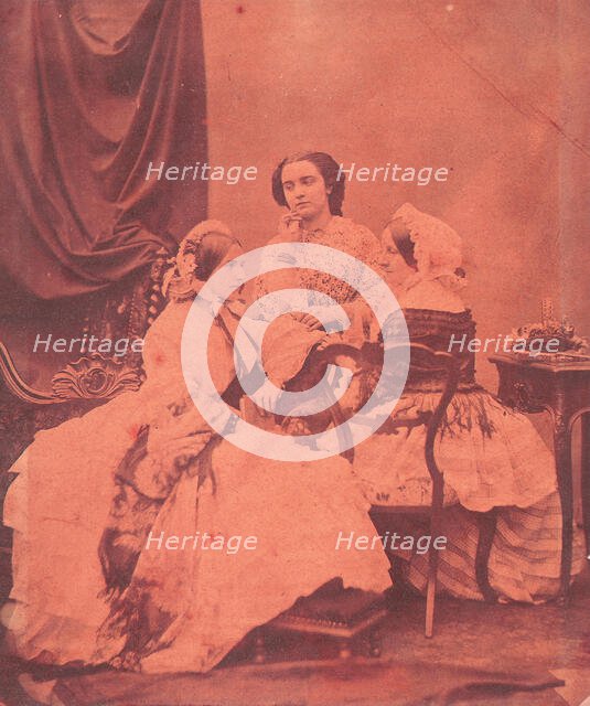 Three Claudet Family Women Seated in Studio, 1850s. Creator: Unknown.