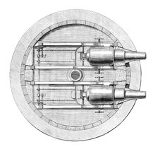 Plan of Captain Scott's turret gun-carriage in the Glatton, 1871. Creator: Unknown.