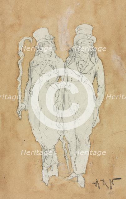 Two Young Men of Fashion (Standing), second half 19th century. Creator: Alphonse Marie Adolphe de Neuville (French, 1835-1885).