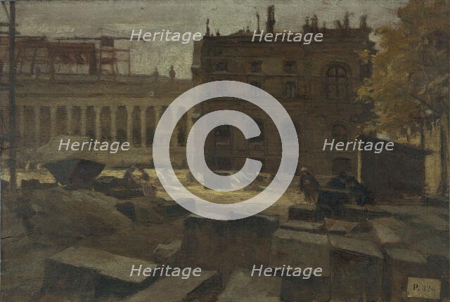 Demolition of the Palais de l'Industrie, in the Champs-elysees, 1899. Creator: Eugene Trigoulet.