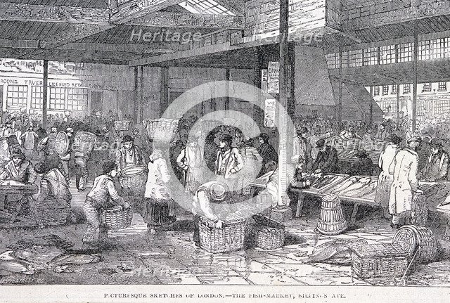 Billingsgate Market, London, 1814. Artist: James B Allen