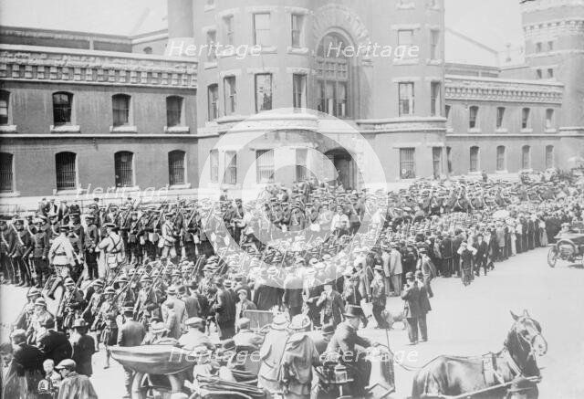 48th Highlanders, 12th Infantry, & 10th Royal leave Toronto for camp, 1914. Creator: Bain News Service.