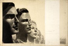 Five male human profiles, between 1939 and 1946. Creators: Central Office of Information, Reginald Mount.