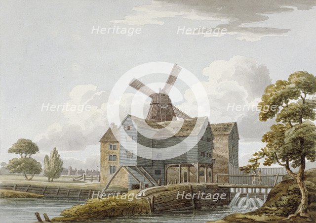 View of West Ham Mills by the River Lea, West Ham, Newham, London, c1800. Artist: Anon