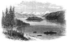Sketches in British Columbia: Harrison Lake, with the Cascade Mountains in the distance, 1864. Creator: Unknown.